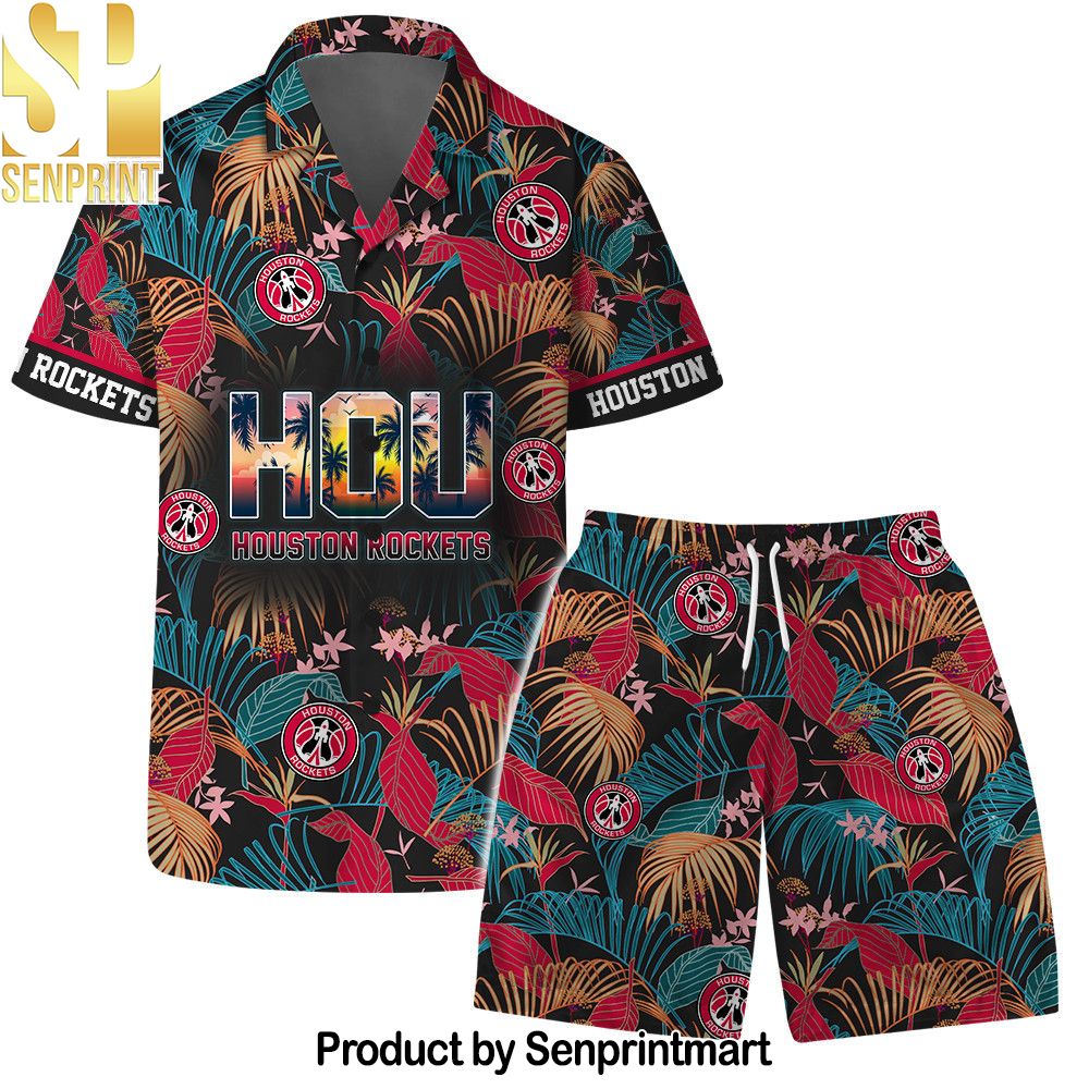 Houston Rockets Team Logo Pattern Aloha Colorful Hawaiian Set – SEN0434
