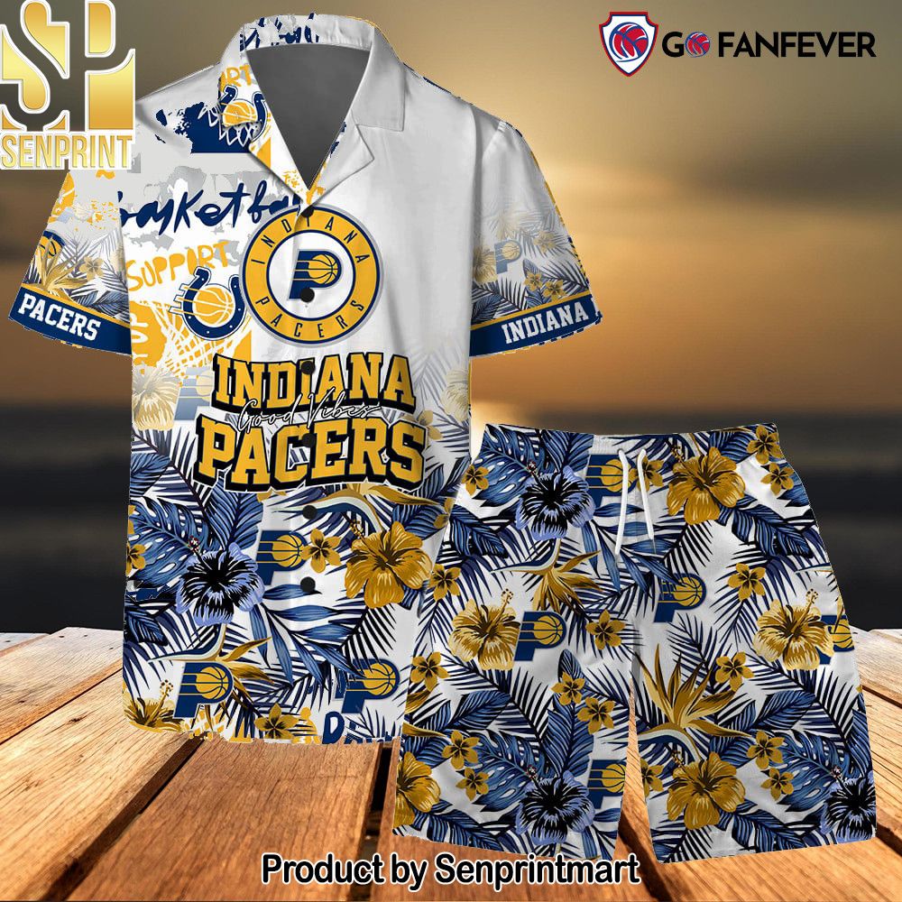 Indiana Pacers Team Logo Pattern Basketball Season Hawaiian Set – SEN0683