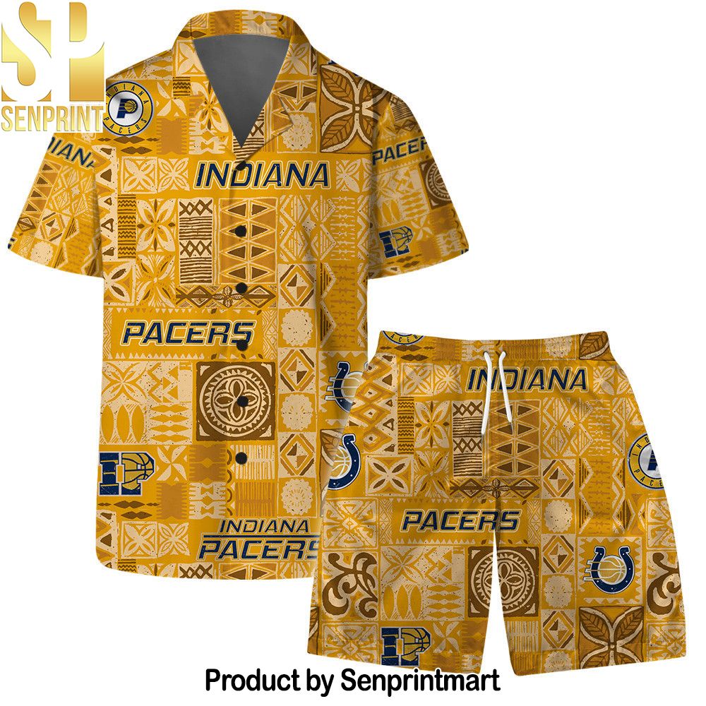 Indiana Pacers Team Logo Tropical Pattern Hawaiian Set – SEN0287