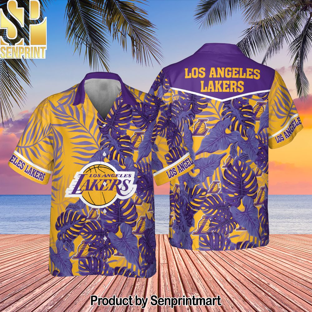 Los Angeles Lakers Leaves Tropical Pattern Print Hawaiian Set – SEN0480