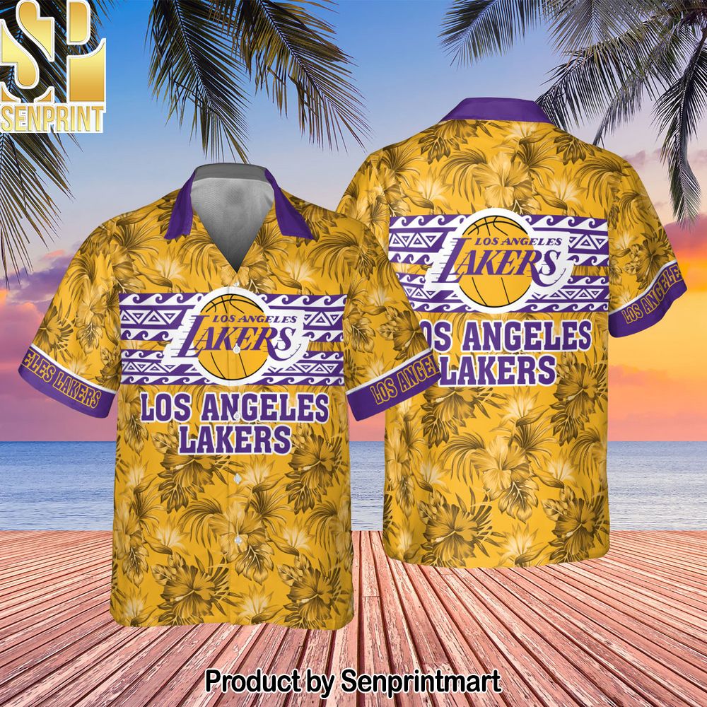 Los Angeles Lakers National Basketball Association Hibiscus Pattern All Over Printed Hawaiian Set – SEN0485