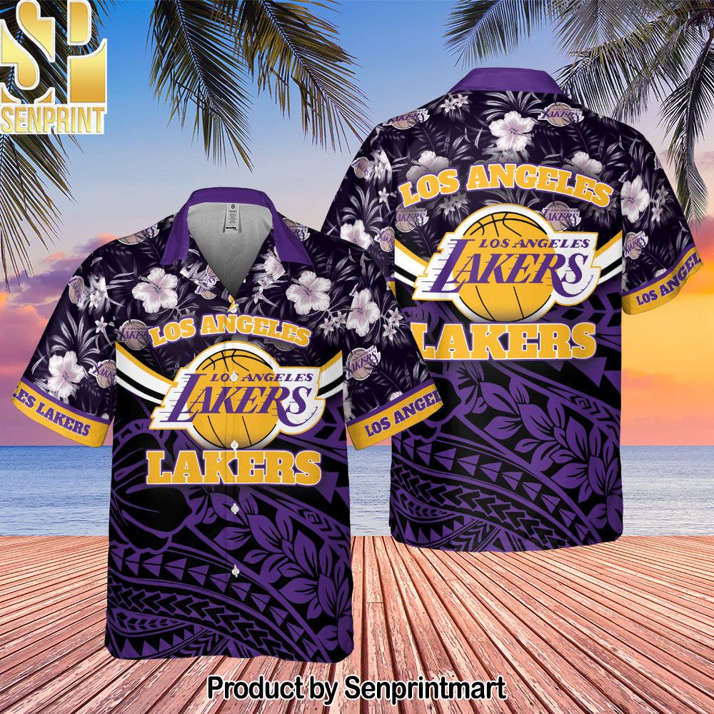 Los Angeles Lakers National National Basketball Association Polynesian Pattern All Over Printed Hawaiian Set – SEN0470