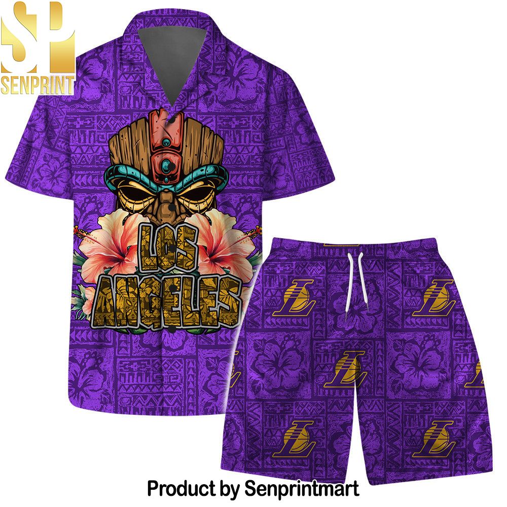 Los Angeles Lakers NBA Aloha Tiki Pattern Hawaiian Set – SEN0213