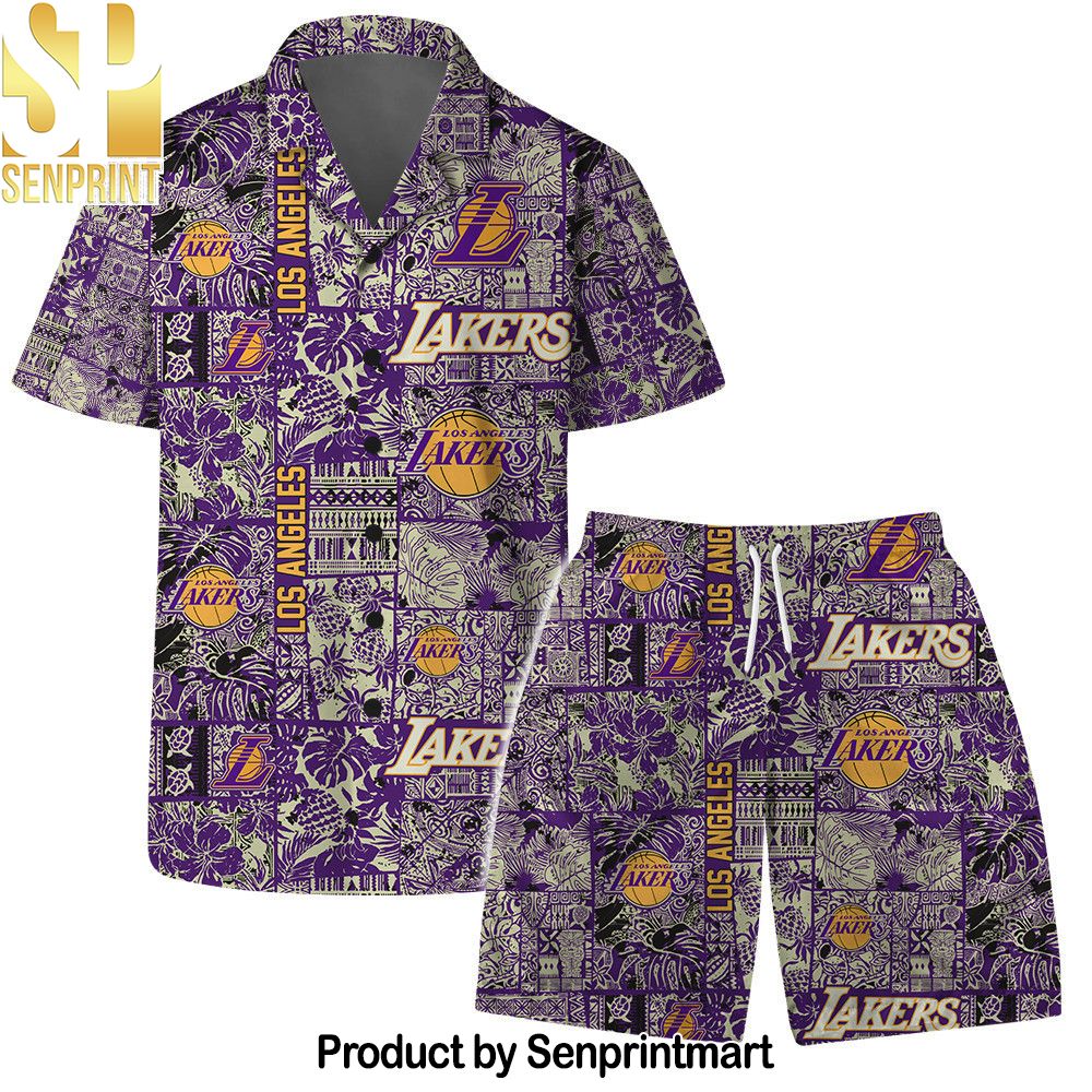 Los Angeles Lakers NBA Logo Vintage Floral Pattern Hawaiian Set – SEN0278