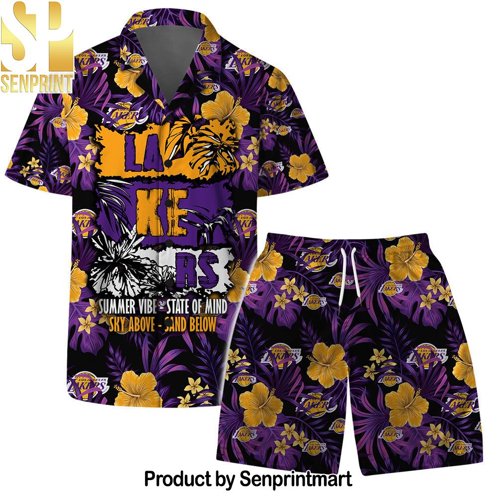 Los Angeles Lakers NBA Summer Vibes Pattern Hawaiian Set – SEN0214