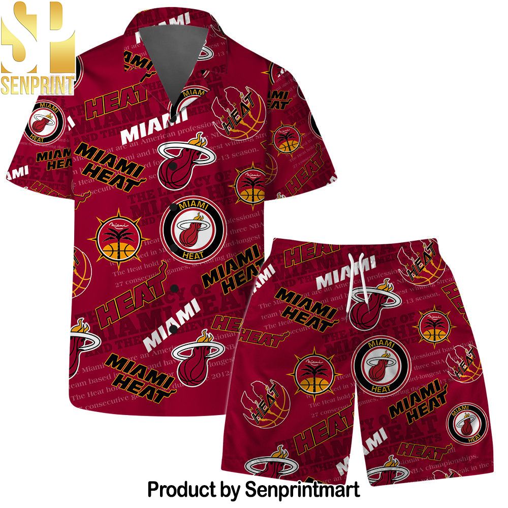 Miami Heat NBA Team Logo Basketball Stars Pattern Hawaiian Set – SEN0546