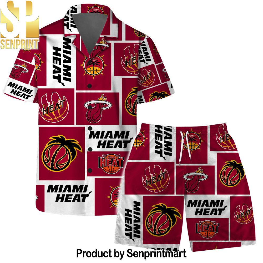 Miami Heat NBA Team Logo Pattern Basketball Hawaiian Set – SEN0540