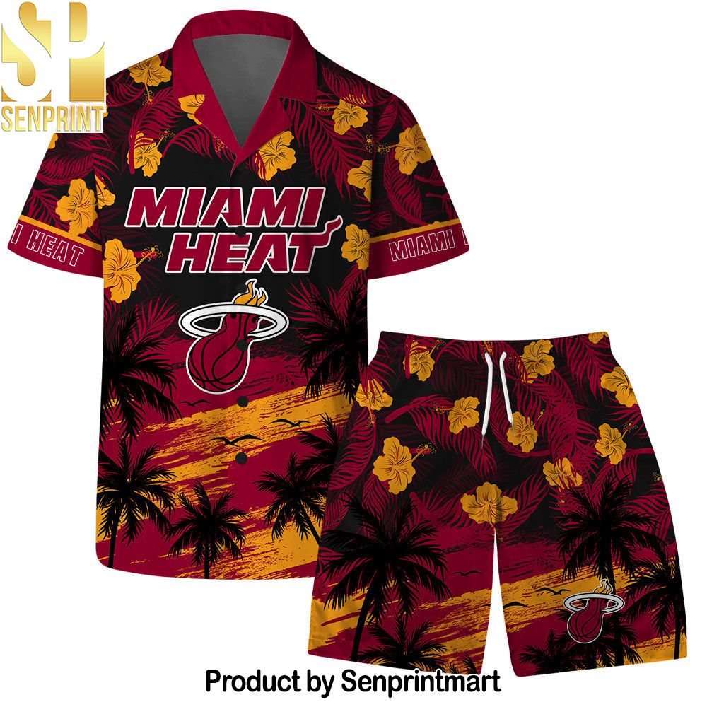 Miami Heat NBA Team Logo Summer Vibes Pattern Hawaiian Set – SEN0293