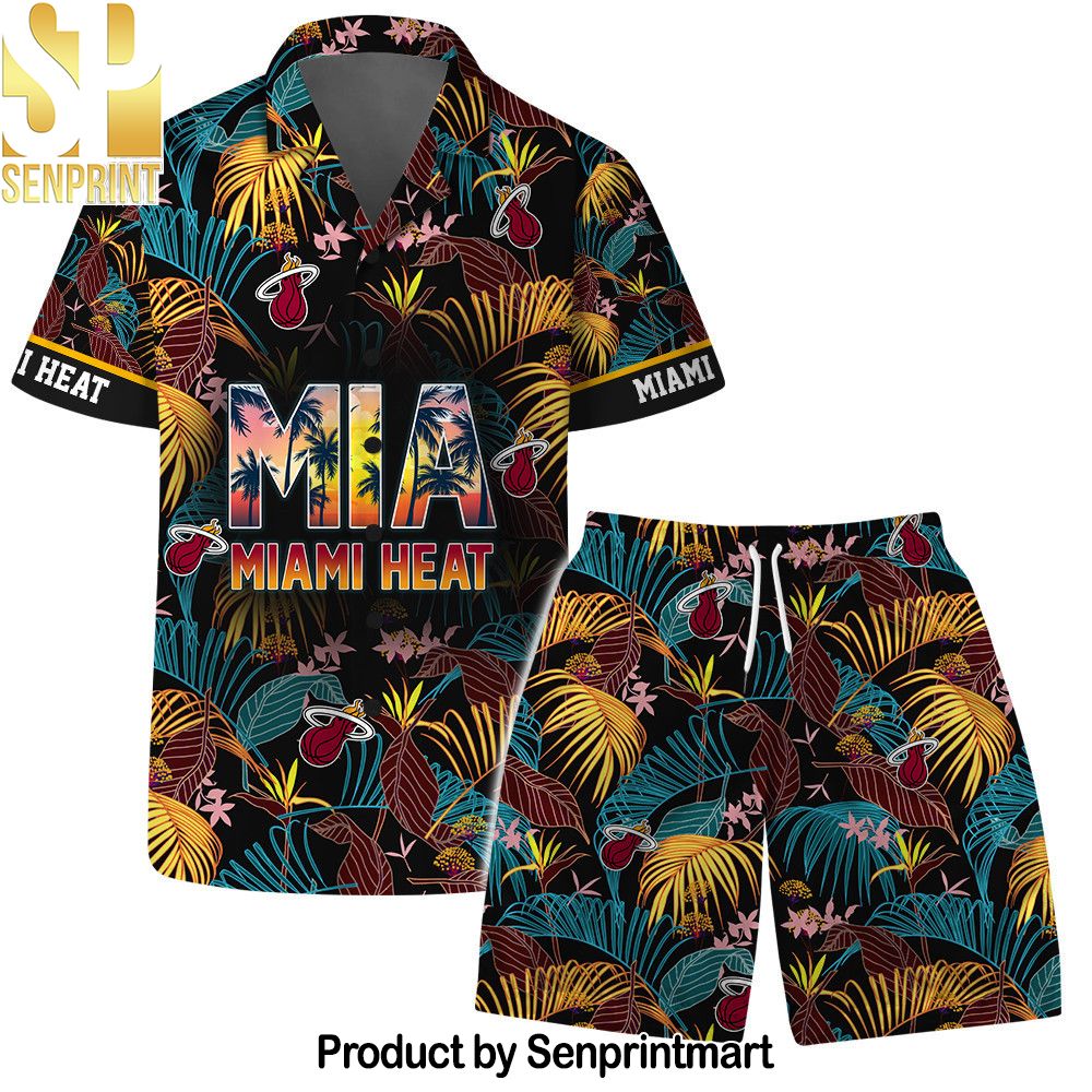 Miami Heat Team Logo Pattern Aloha Colorful Hawaiian Set – SEN0332