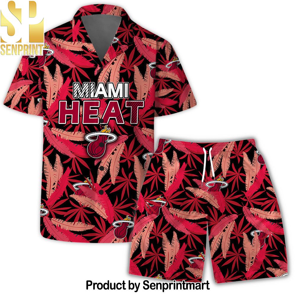 Miami Heat Team Logo Pattern Leaves Vintage Art Hawaiian Set – SEN0510
