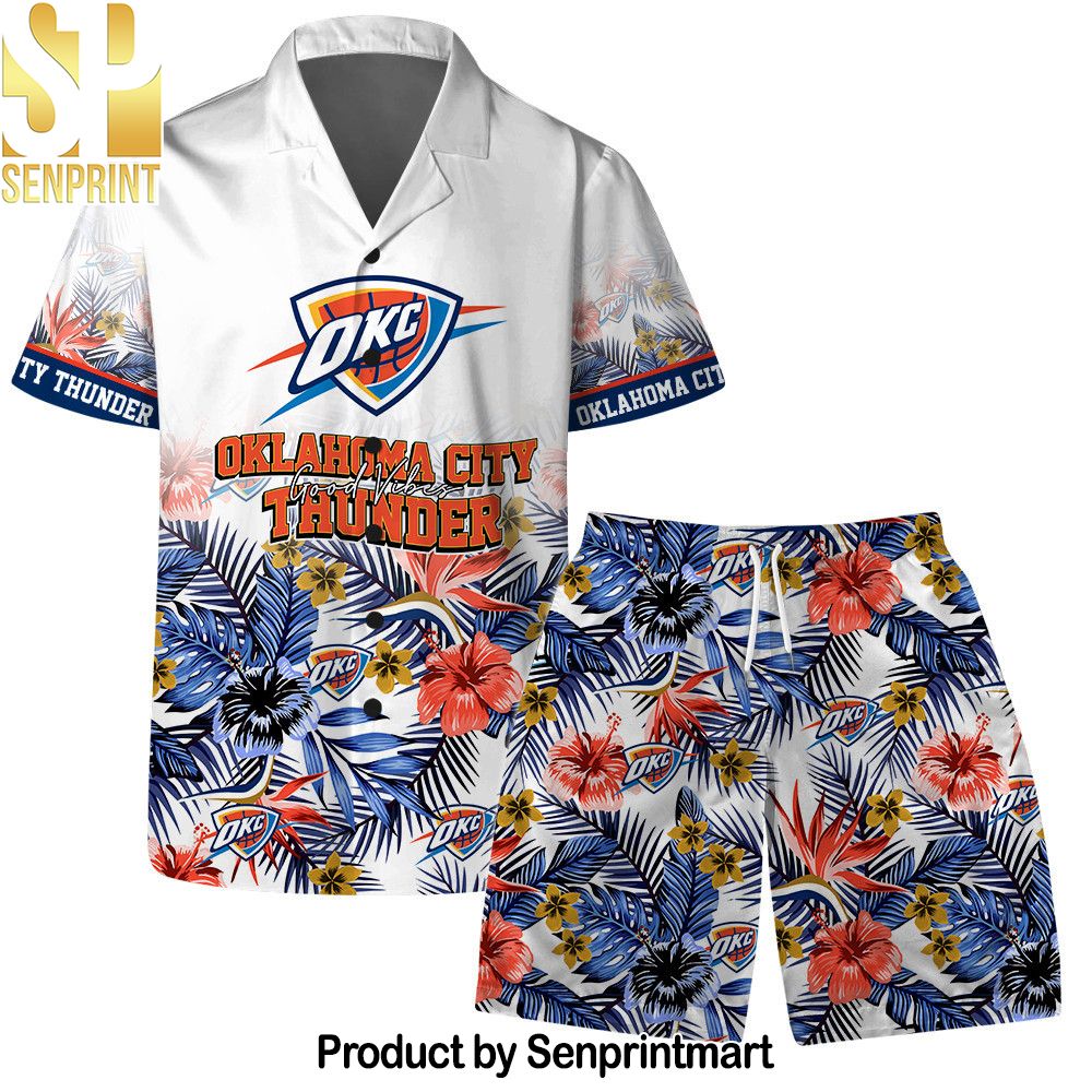 Oklahoma City Thunder Team Logo Pattern Basketball Season Hawaiian Set – SEN0521