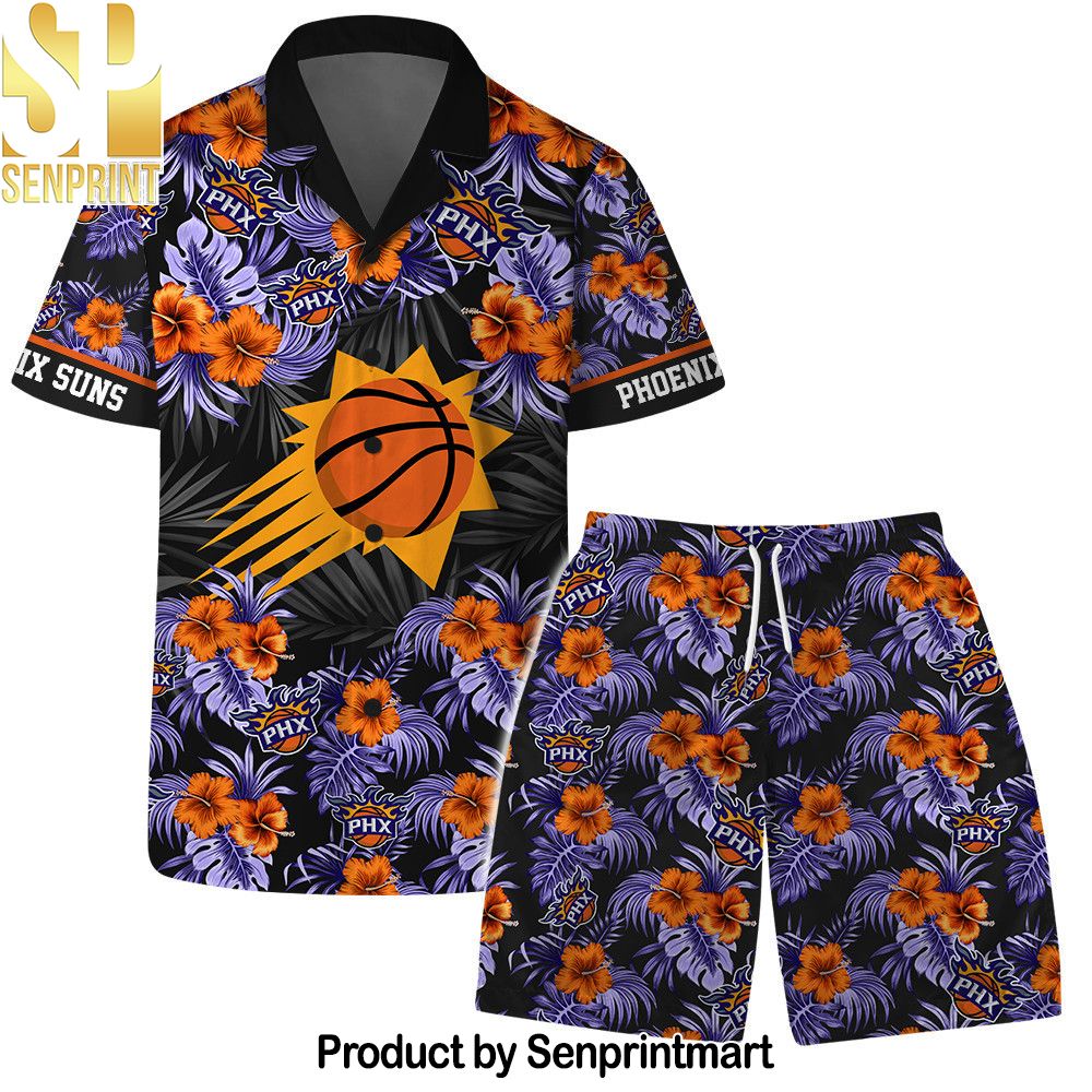 Phoenix Suns NBA Team Logo Floral Leaf Pattern Hawaiian Set – SEN0598