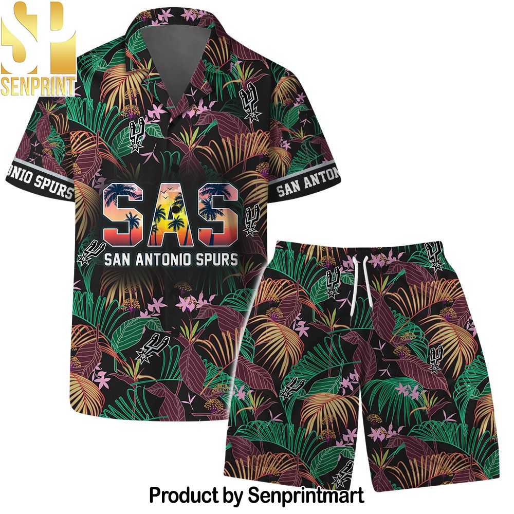 San Antonio Spurs Team Logo Pattern Aloha Colorful Hawaiian Set – SEN0620