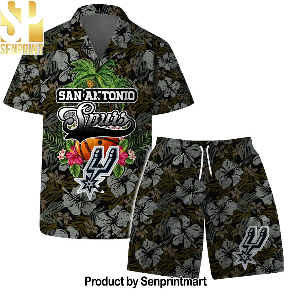 San Antonio Spurs Team Logo Pattern Retro Hawaiian Set – SEN0623