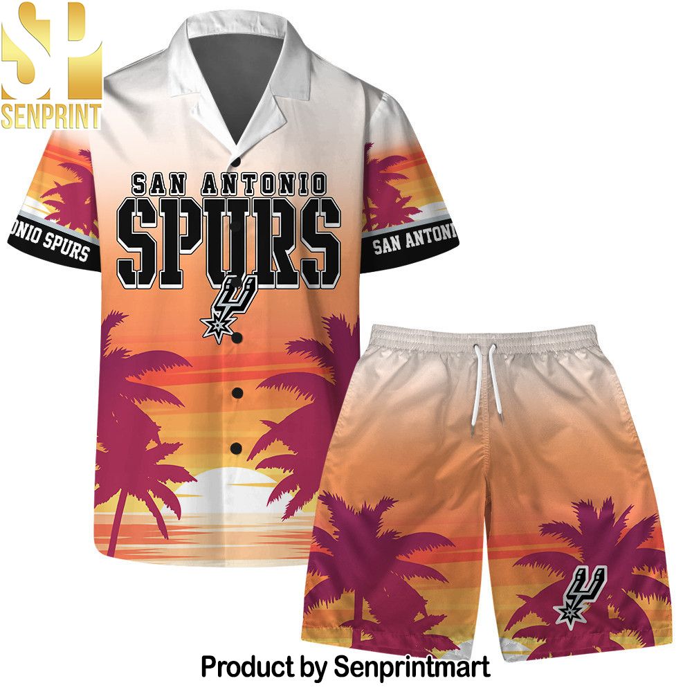 San Antonio Spurs Team Logo Pattern Sunset Tropical Hawaiian Set – SEN0607