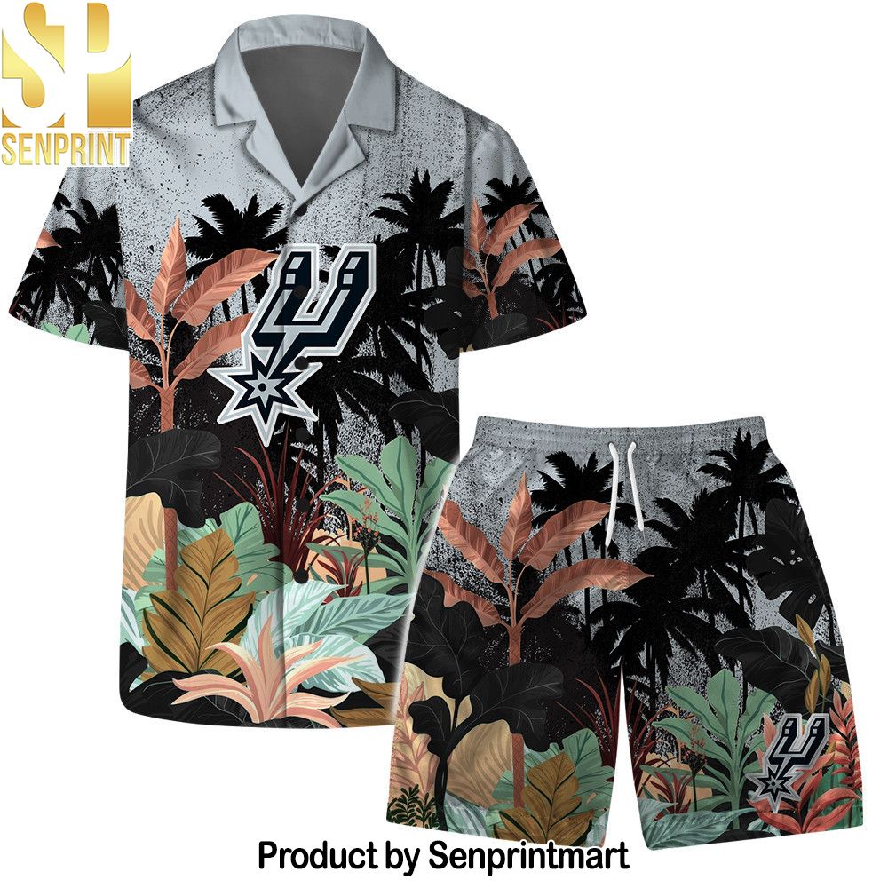 San Antonio Spurs Team Logo Pattern Tropical Hawaiian Set – SEN0614