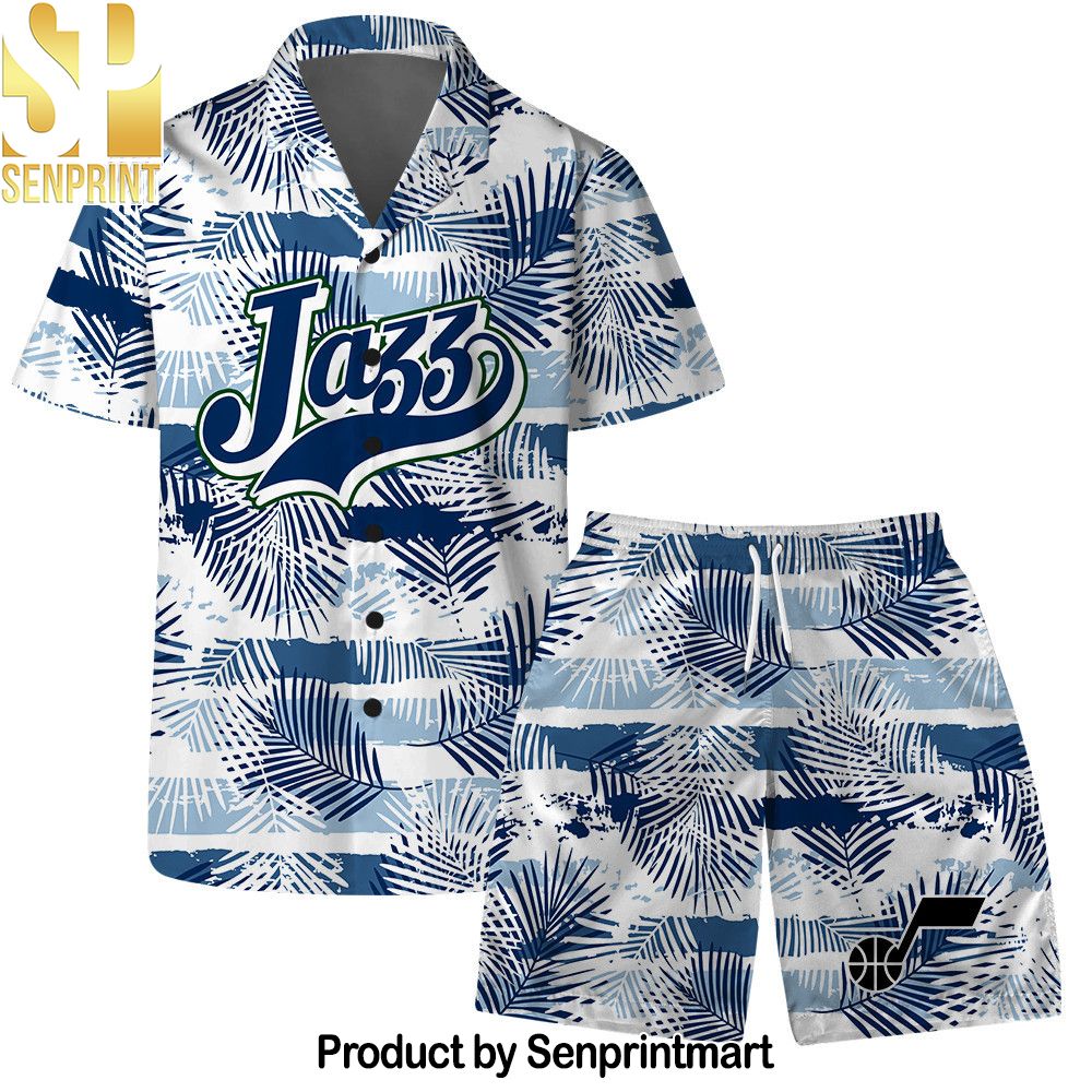 Utah Jazz Team Logo Pattern Leaves Tropical Hawaiian Set – SEN0605