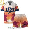 Utah Jazz Team Logo Pattern Leaves Vintage Art Hawaiian Set – SEN0636