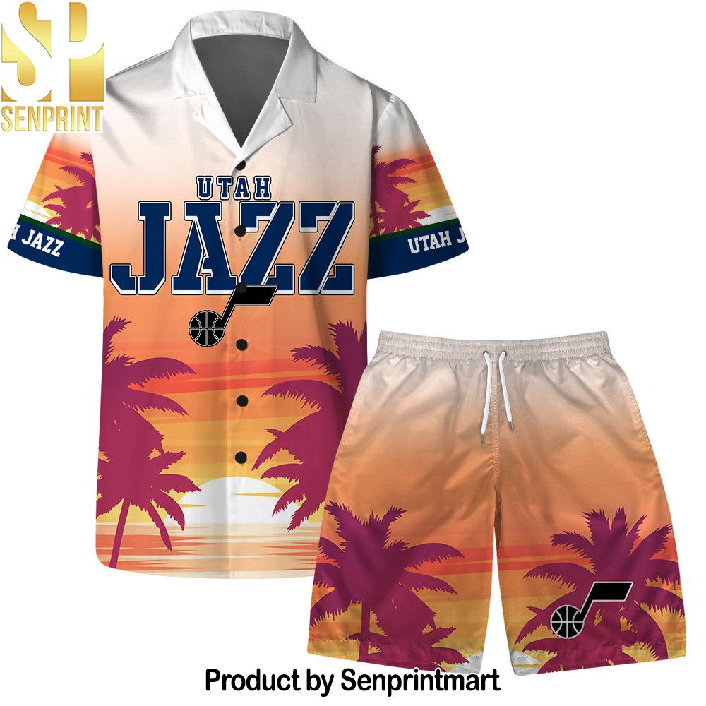 Utah Jazz Team Logo Pattern Sunset Tropical Hawaiian Set – SEN0617