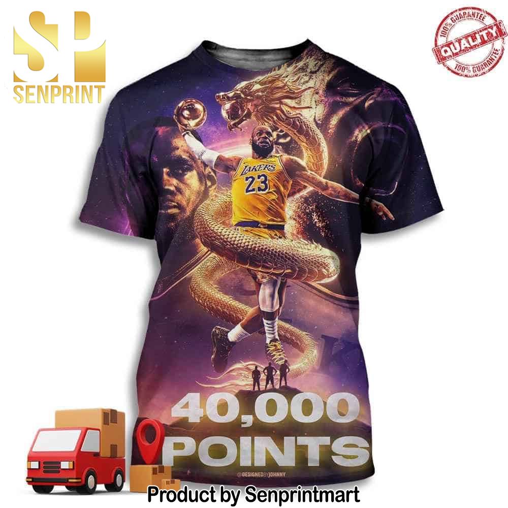 40000 Career Points For LeBron James Los Angeles Lakers NBA Full Printing Shirt – Senprintmart Store 3109