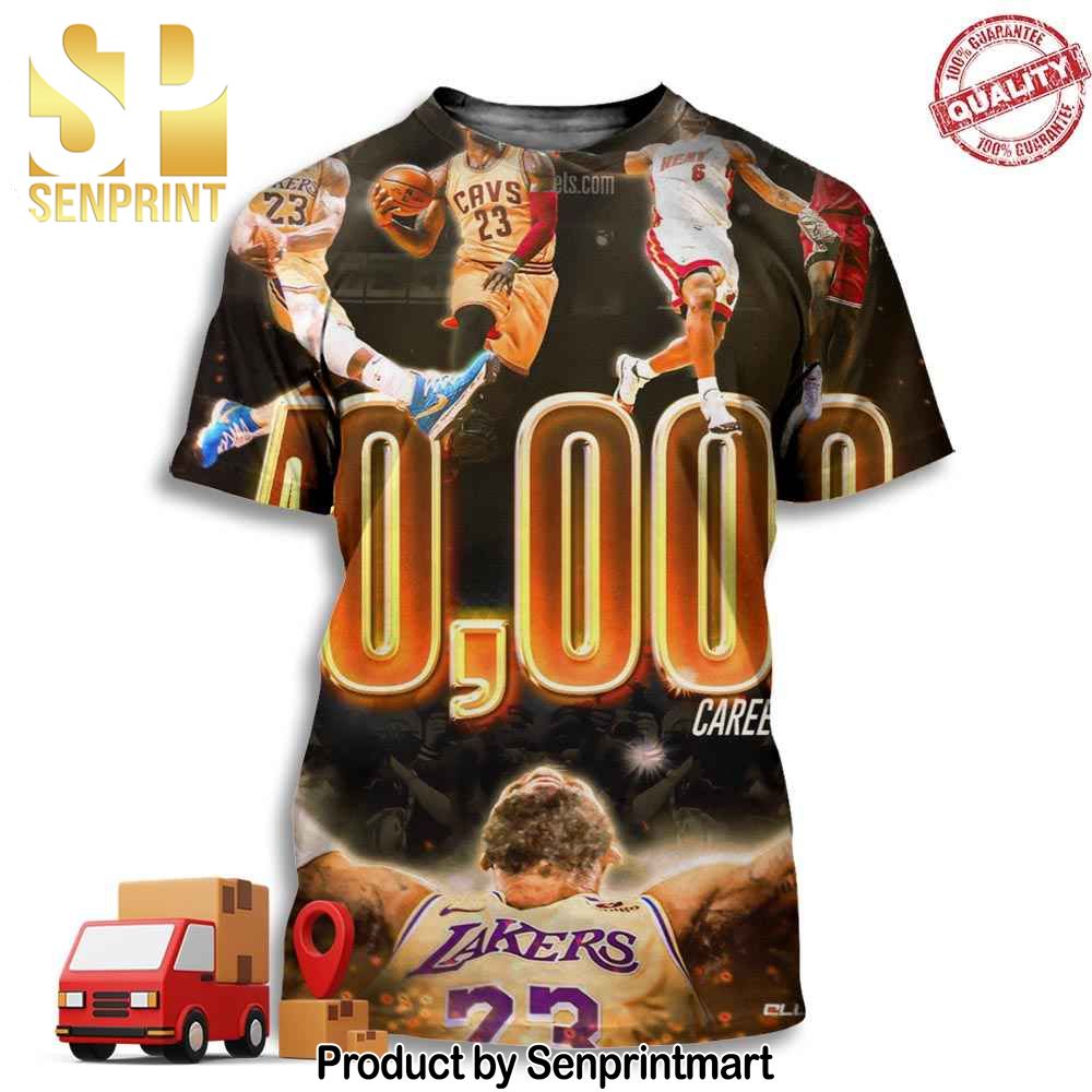 40000 Career Points For The King LeBron James Los Angeles Lakers NBA Full Printing Shirt – Senprintmart Store 3108