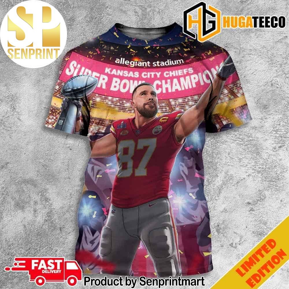 Back-To-Back Era Funny Travis Kelce Super Bowl LVIII Champions Congratulations Kansas City Chiefs NFL Playoffs 2023-2024 Full Printing Shirt – Senprintmart Store 3270