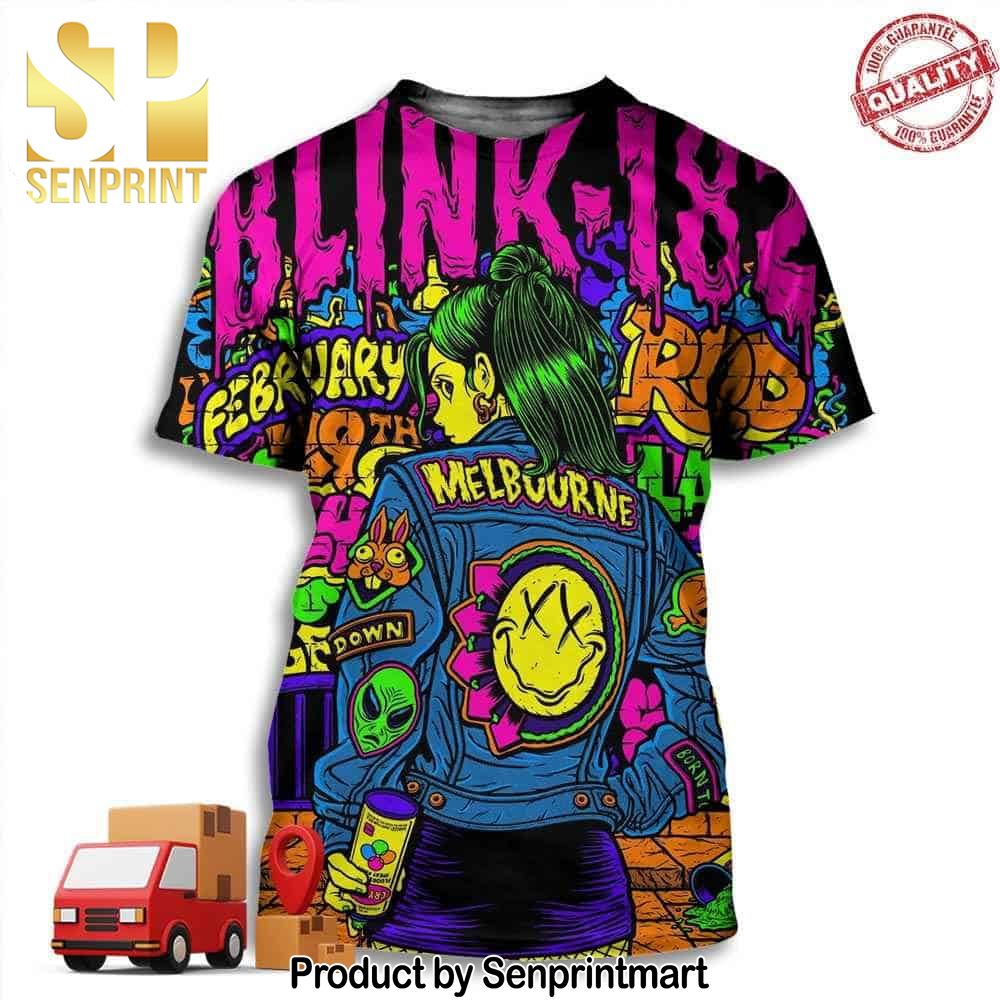 Blink-182 Show At Melbourne Rod Laver Arena February 29th 2024 Full Printing Shirt – Senprintmart Store 3151