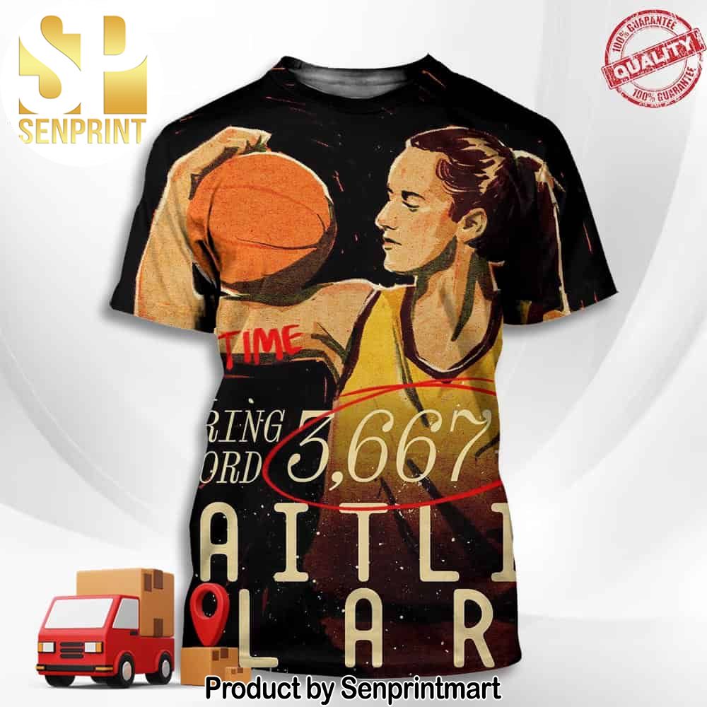 Caitlin Clark 3667 Points And Counting For The All-time NCAA Scoring Leader Full Printing Shirt – Senprintmart Store 3098