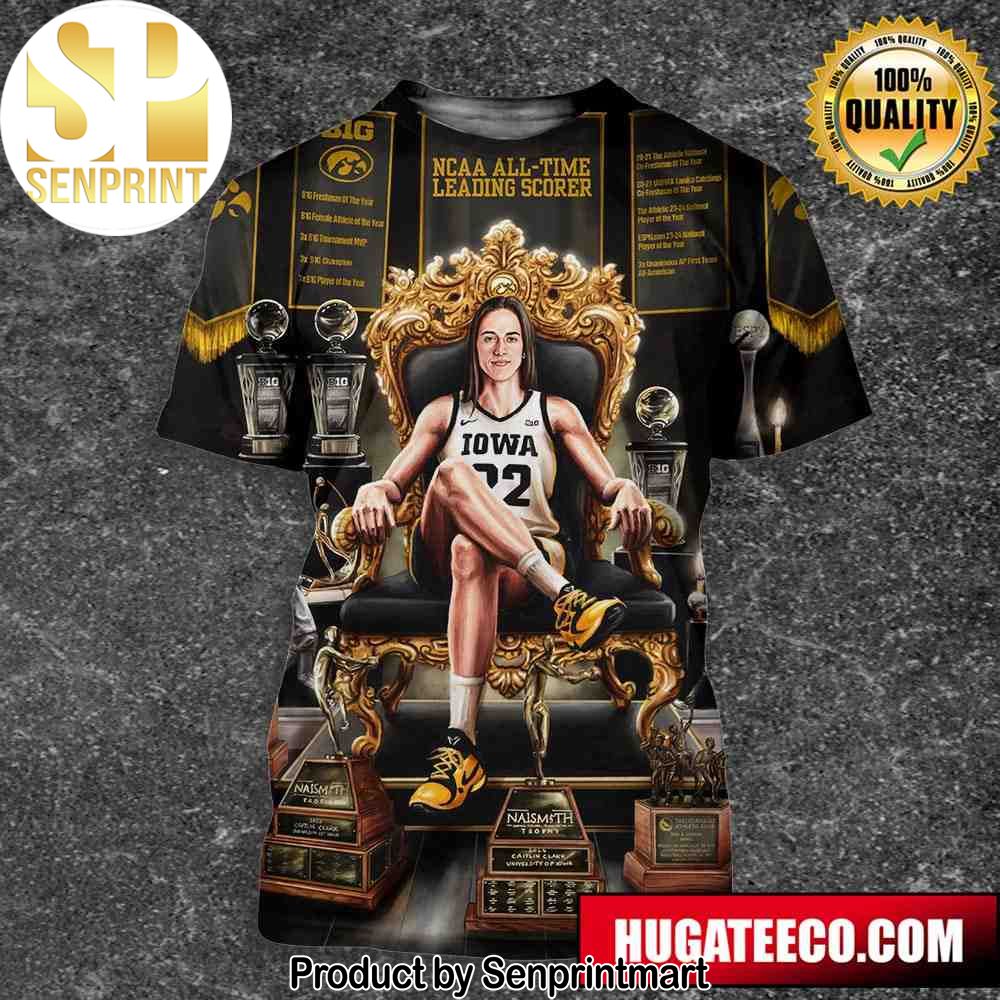 Caitlin Clark NCAA All-Time Leading Scorer One Of The Most Legendary Careers In NCAA History Unisex 3D Shirt – Senprintmart Store 2716