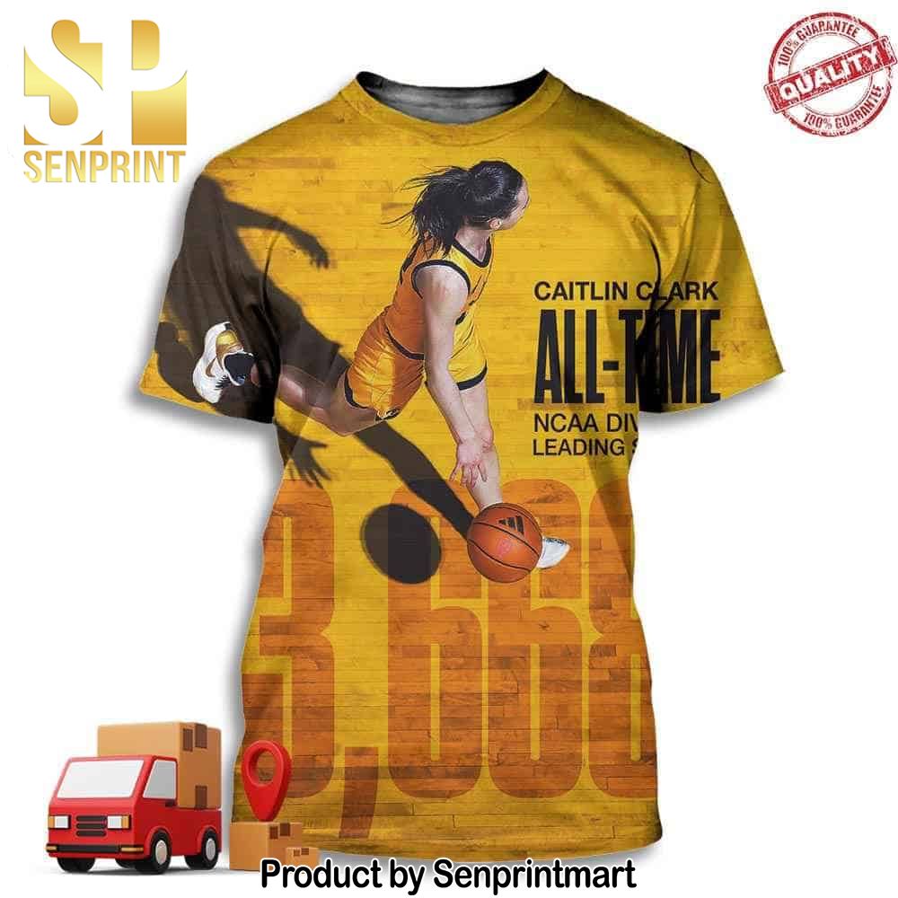 Caitlin Clark Number 22 Is The All-Time Leading Scorer In NCAA Division I History Full Printing Shirt – Senprintmart Store 3104