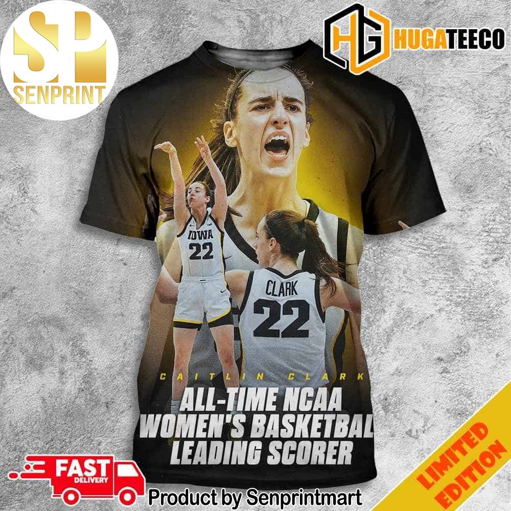 History For Caitlin Clark All-Time NCAA Women’s Basketball Leading Scorer Full Printing Shirt – Senprintmart Store 3247