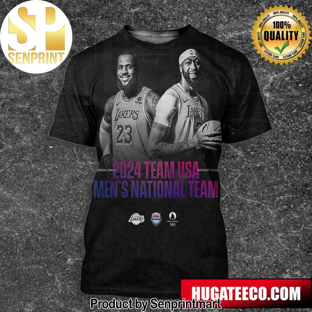 Lebron James And Anthony Davis Rep The Red White And Blue In The Olimpic Games 2024 Team USA Men’s Basketball National Team Unisex 3D Shirt – Senprintmart Store 2711
