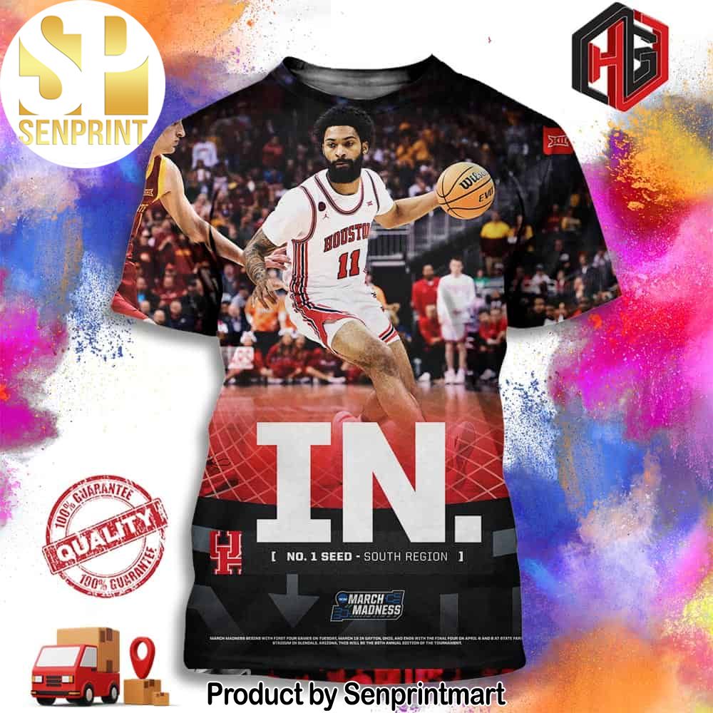 Let’s dance Houston Men’s Hoops In No 1 Seed South Region NCAA March Madness Merchandise Full Printing Shirt – Senprintmart Store 2938