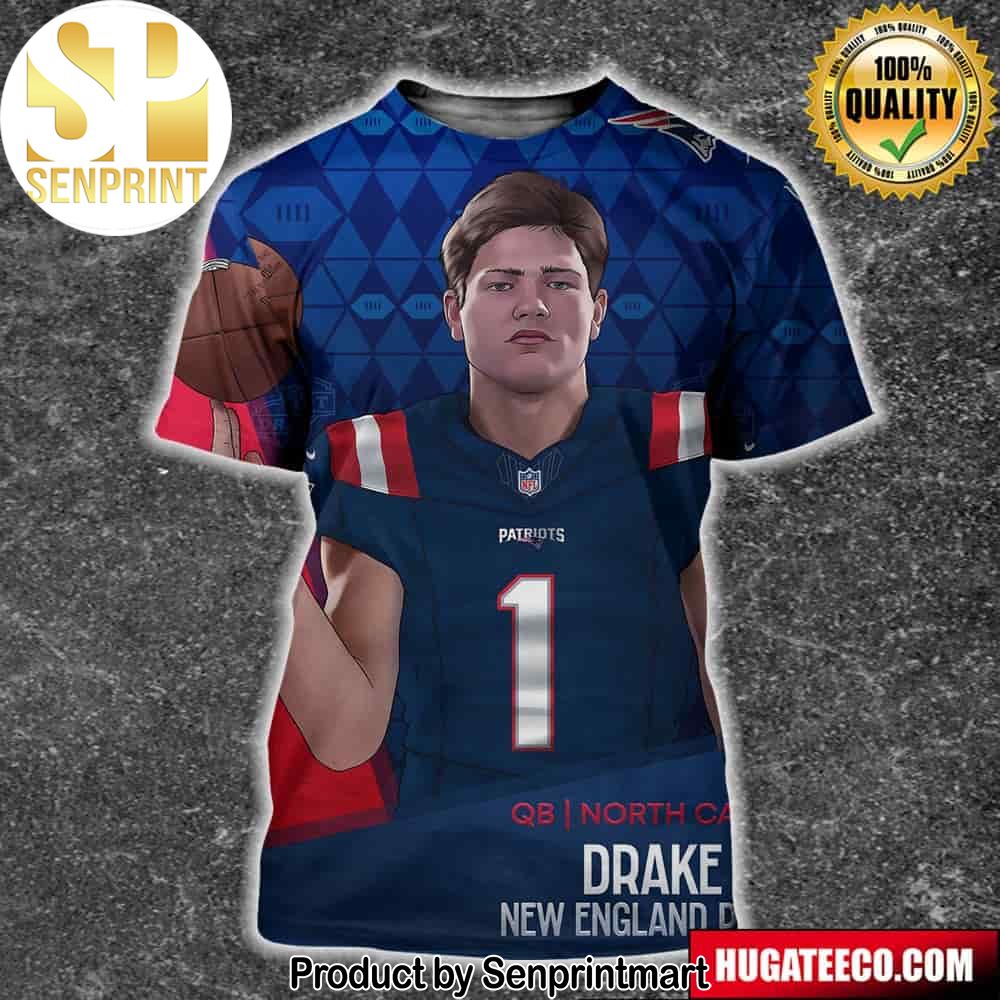 NFL Draft 2024 Qb North Carolina Drake Maye New England Patriots Unisex 3D Shirt – Senprintmart Store 2656