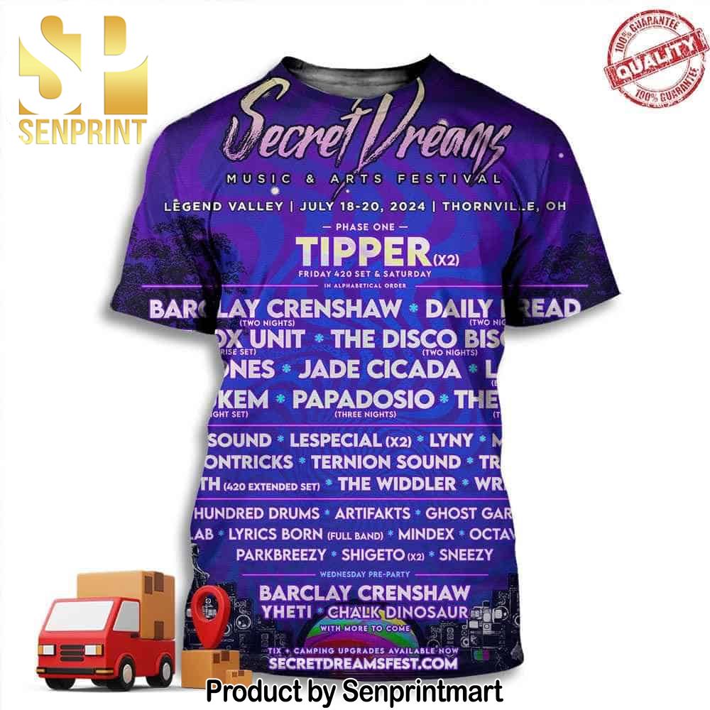 Secret Dreams Music And Art Festival Legend Valley July 18 20 2024 Thornville OH The Disco Biscuits Full Printing Shirt – Senprintmart Store 3132