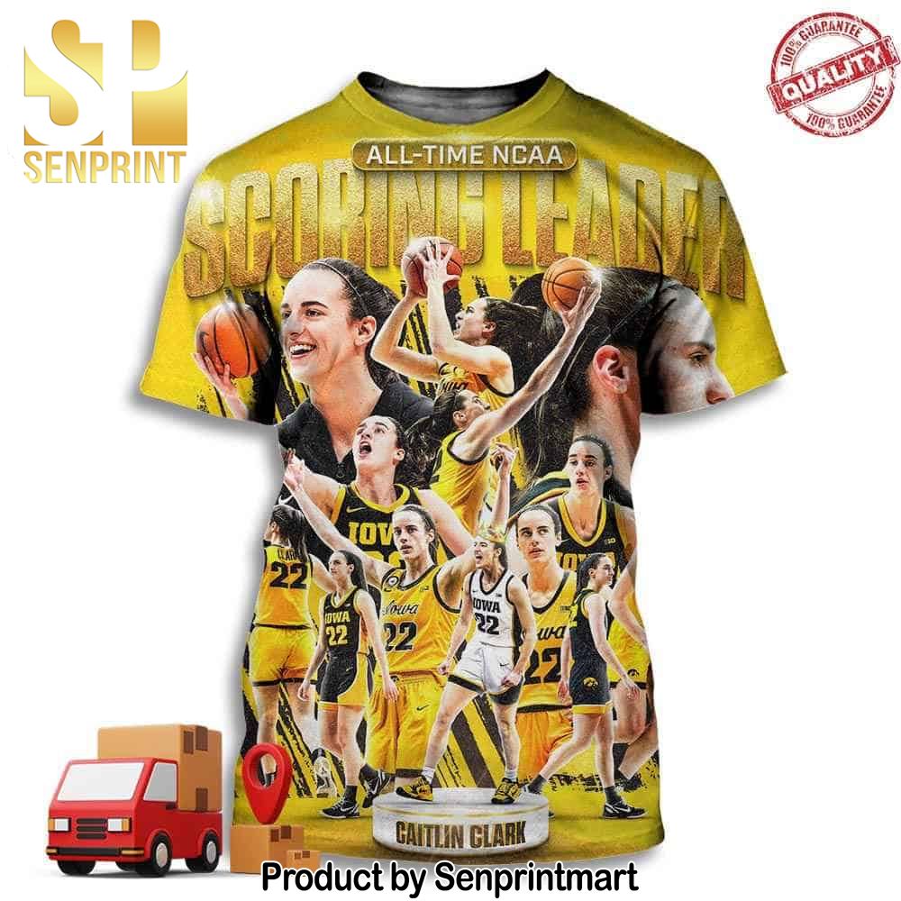 The New NCAA All-Time Leading Scorer Is Caitlin Clark 22 X Iowa Women’s Basketball Full Printing Shirt – Senprintmart Store 3099