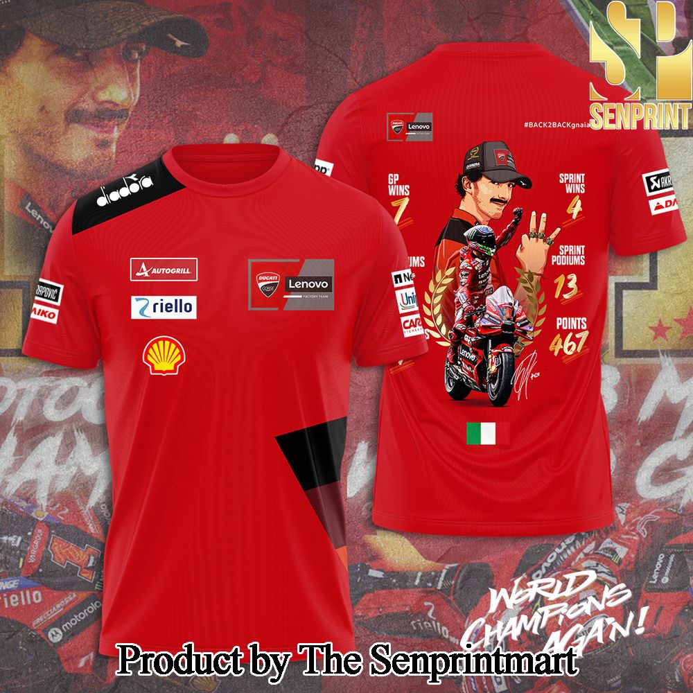 Ducati Lenovo Team x Francesco Bagnaia 3D Full Printed Shirt – SEN5141