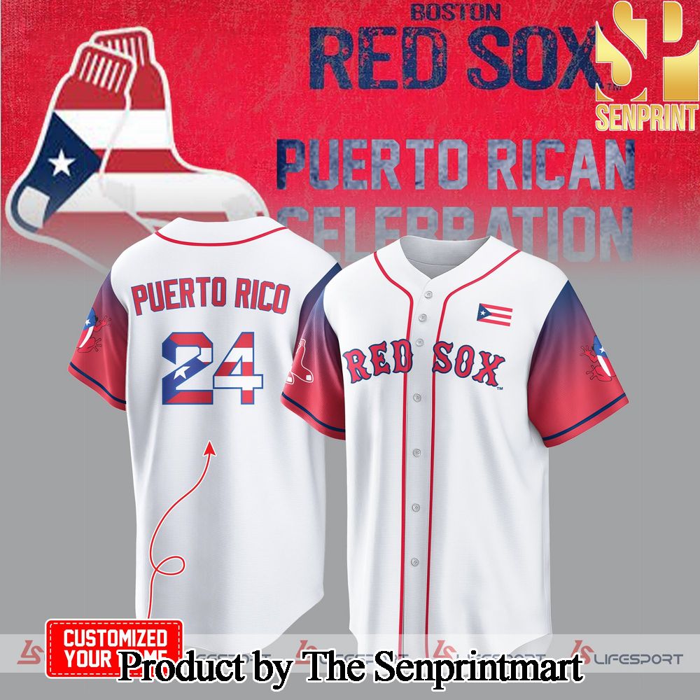 Boston Red Sox Puerto Rico 2024 For Fan All Over Printed Baseball Jersey SEN0514