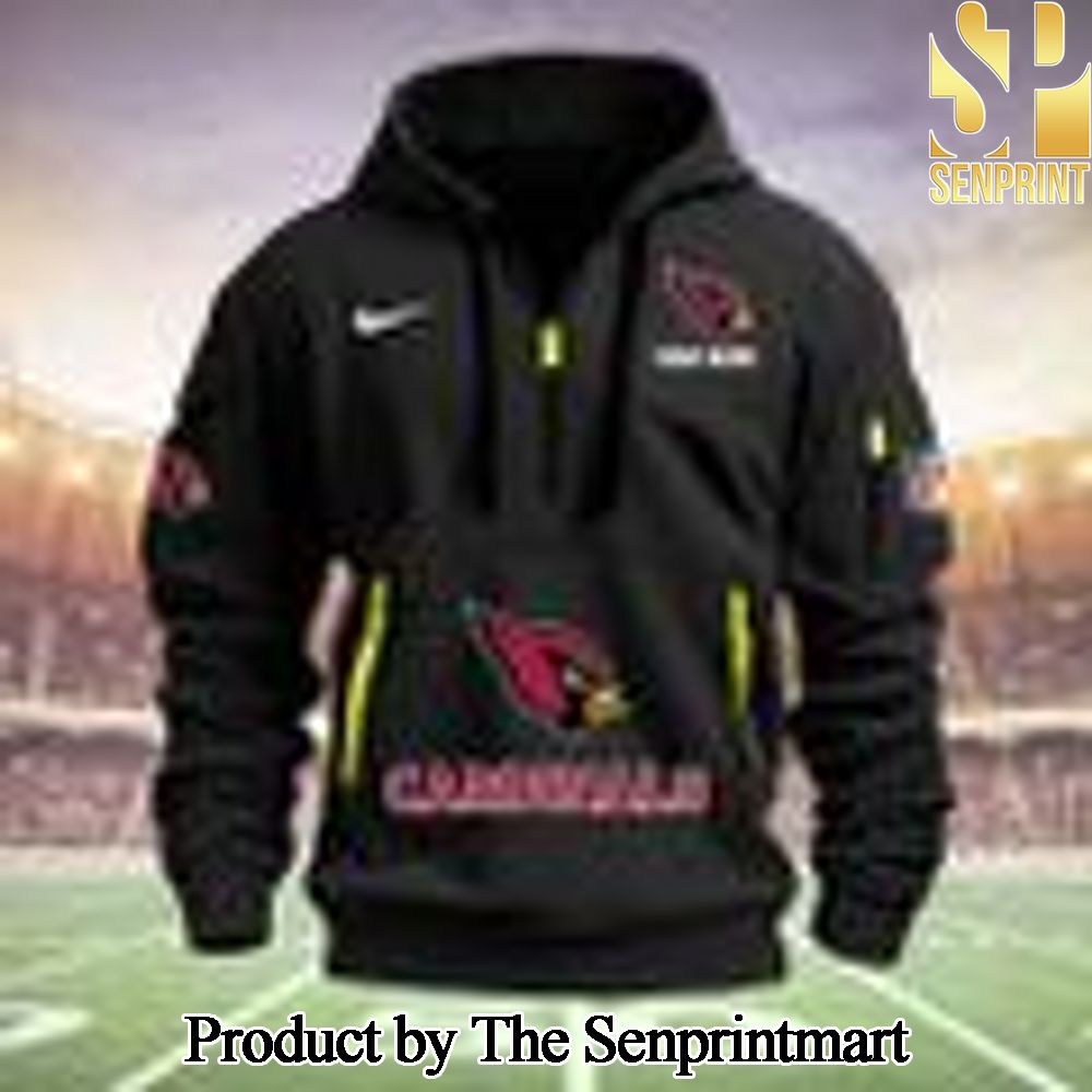 Arizona Cardinals Pattern Full Print Quarter Zip Hoodie SEN0711