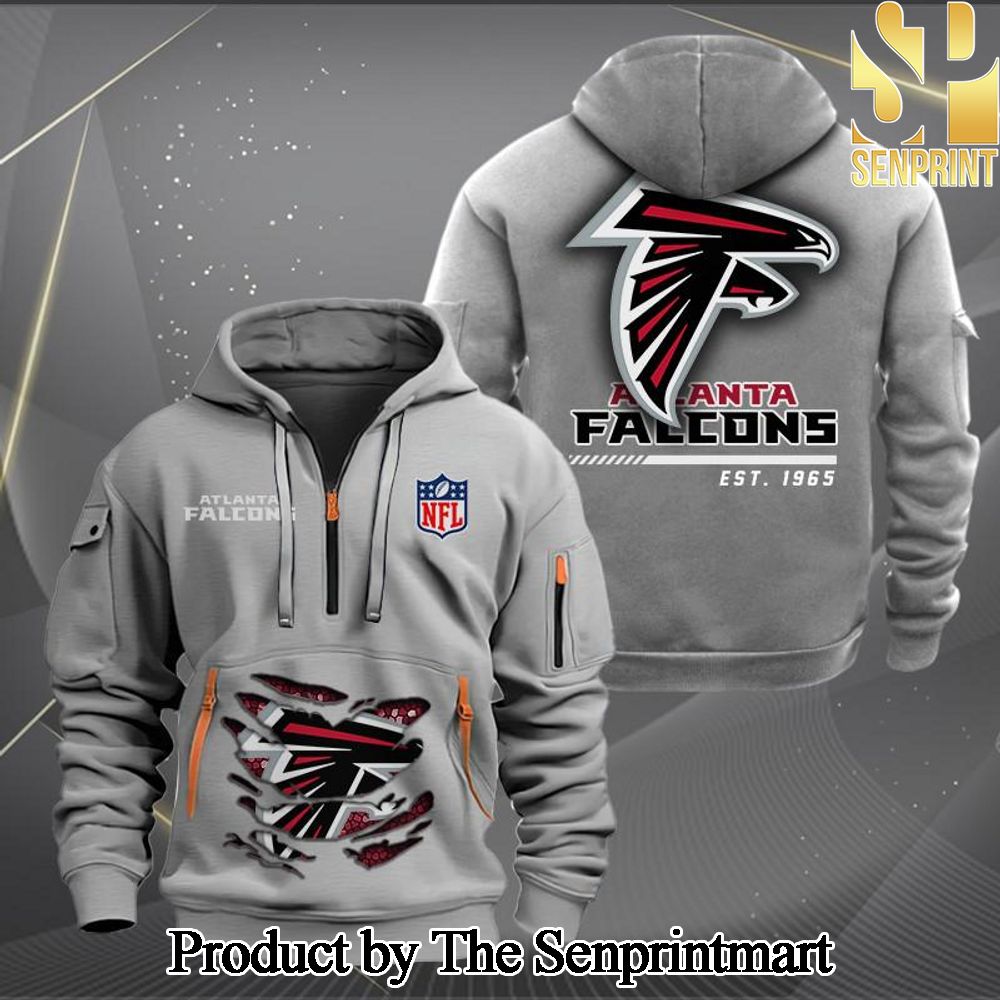 Atlanta Falcons All Over Printed 3D Quarter Zip Hoodie SEN0657