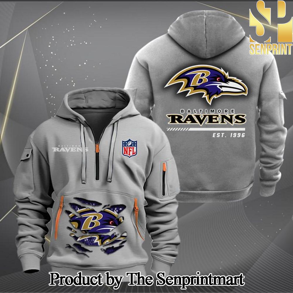 Baltimore Ravens Classic Full Printing Quarter Zip Hoodie SEN0658