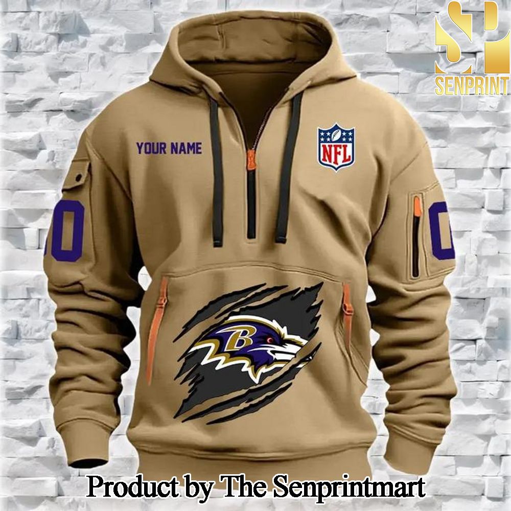 Baltimore Ravens Street Style All Over Print Quarter Zip Hoodie SEN0745