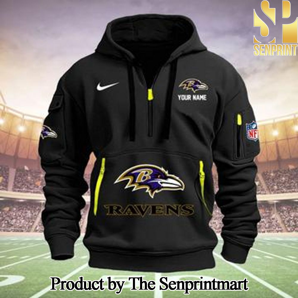 Baltimore Ravens Unique Full Printed Quarter Zip Hoodie SEN0700