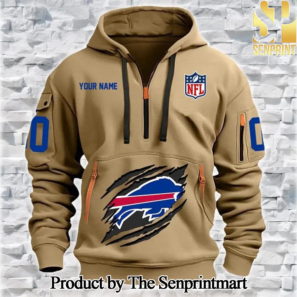 Buffalo Bills All Over Print Quarter Zip Hoodie SEN0733