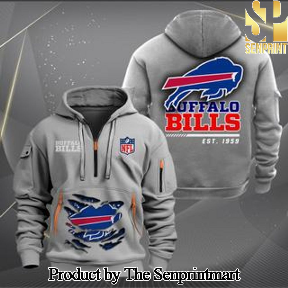 Buffalo Bills Full Printed 3D Quarter Zip Hoodie SEN0655