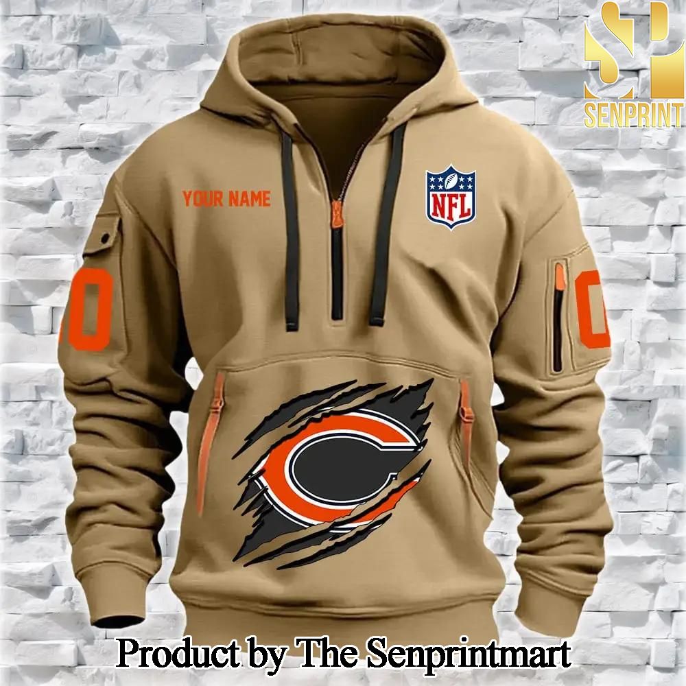 Chicago Bears 3D Full Printed Quarter Zip Hoodie SEN0757