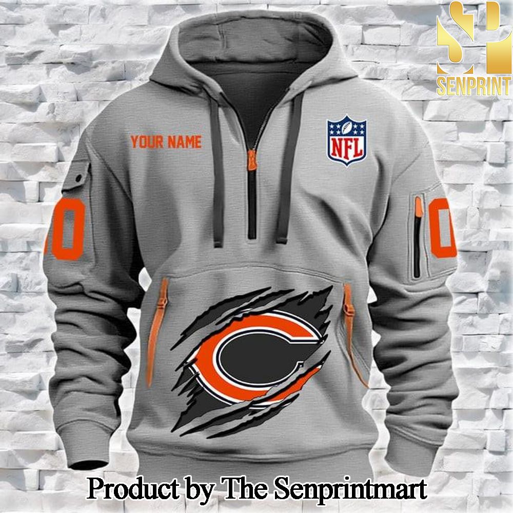 Chicago Bears All Over Print Classic Quarter Zip Hoodie SEN0666