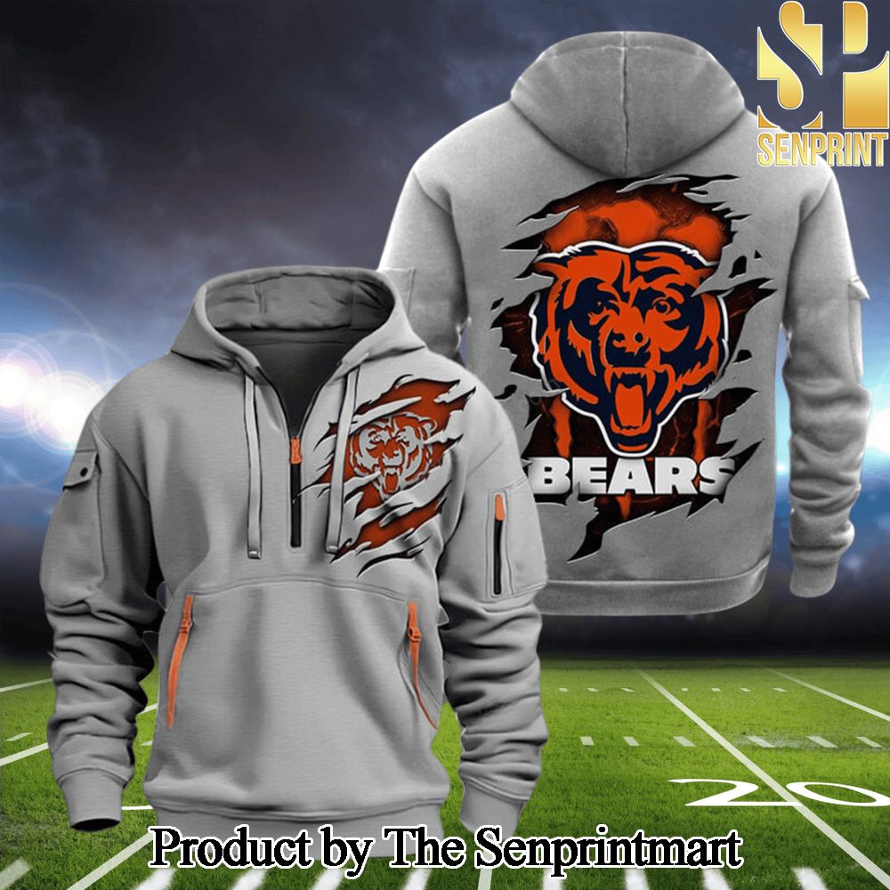 Chicago Bears For Fans All Over Printed Quarter Zip Hoodie SEN0687