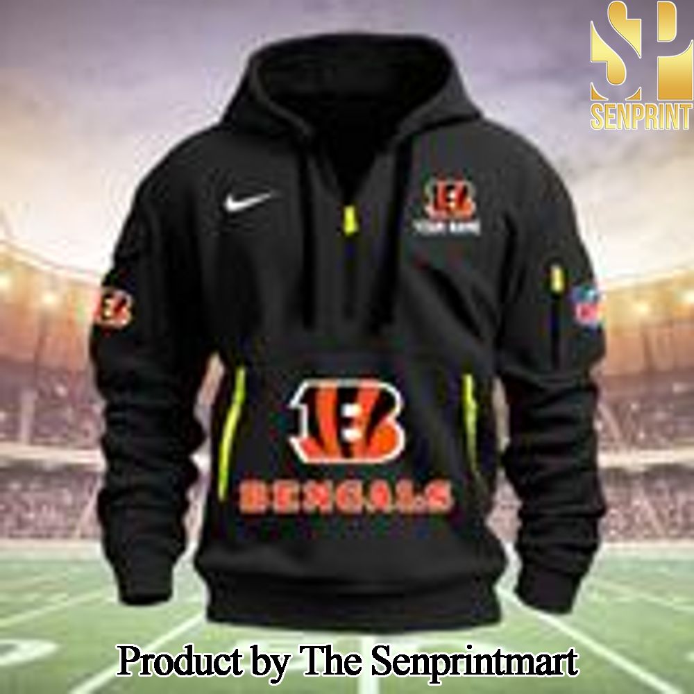 Cincinnati Bengals Pattern 3D Quarter Zip Hoodie SEN0713