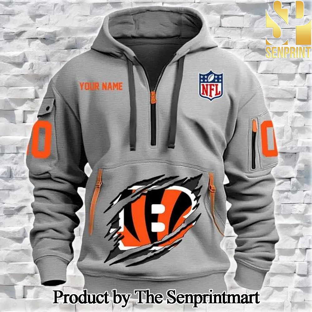 Cincinnati Bengals Unisex Full Printed Quarter Zip Hoodie SEN0670